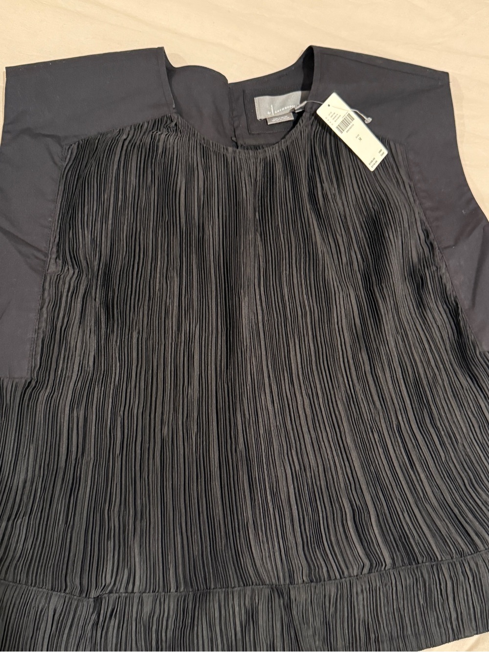 Anthropologie Black Pleated Sleeveless Blouse - Picture 8 of 8